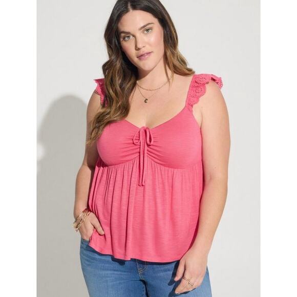 Torrid Pink Ruffle Eyelet Shoulder 3X - Picture 1 of 4